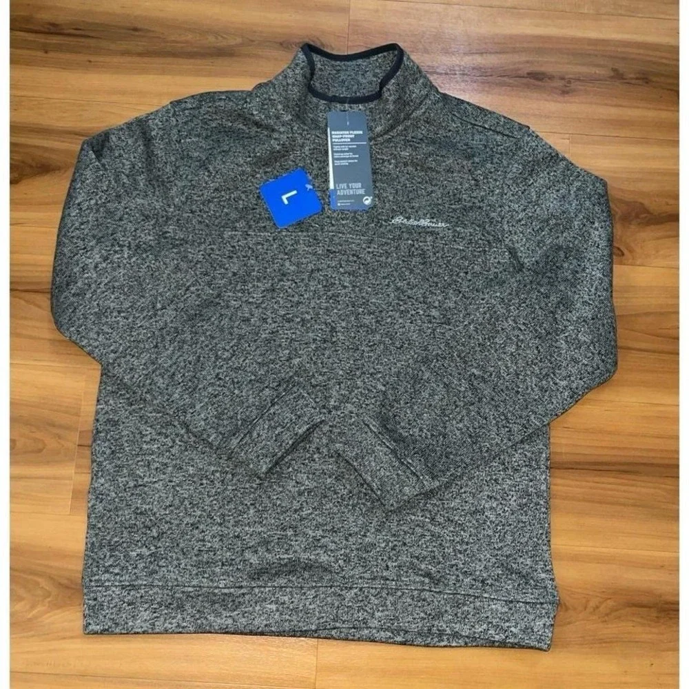 Mens‎ NWT Eddie Bauer Radiator Fleece Snap-Front Pullover Sweater Jacket